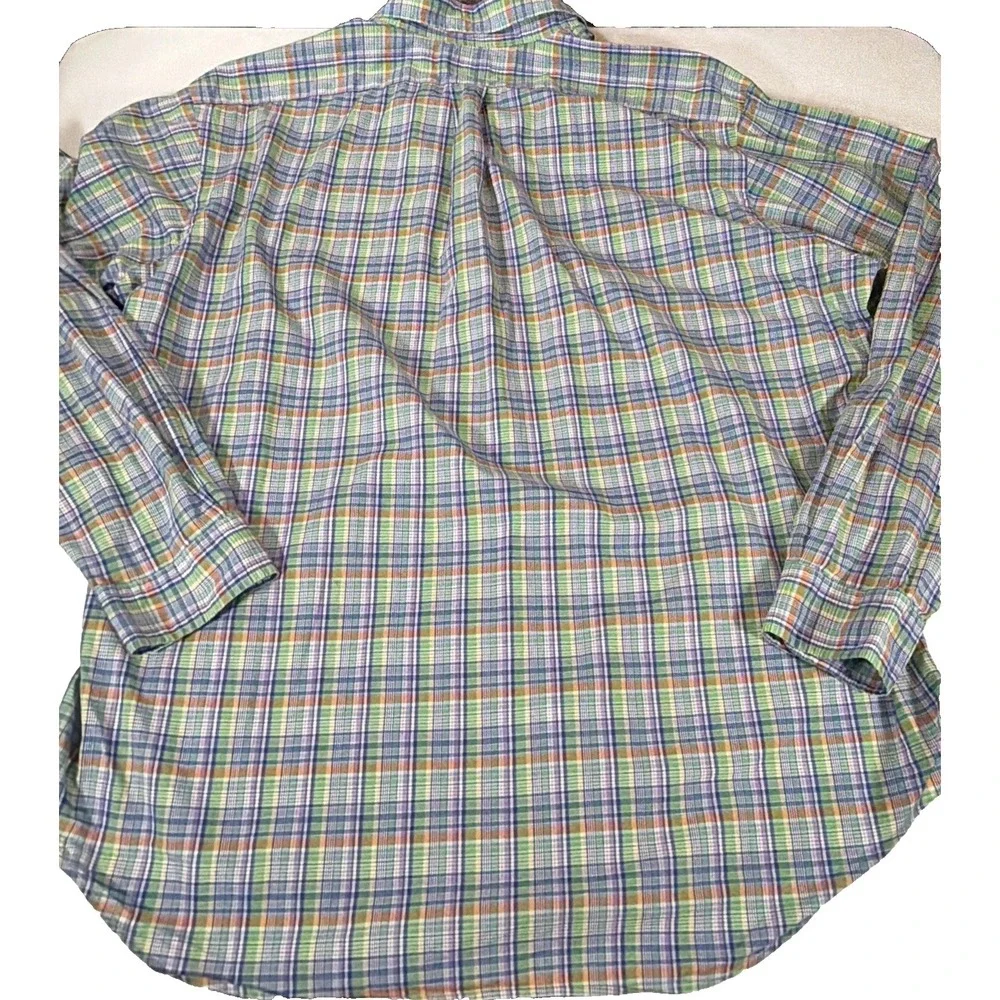 Vintage Polo Ralph Lauren Plaid Shirt Mens‎ XL Green Classic Fit Button Down